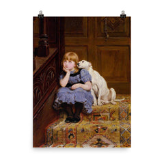 Sympathy by Briton Riviere poster on a plain backdrop in size 8"x10".