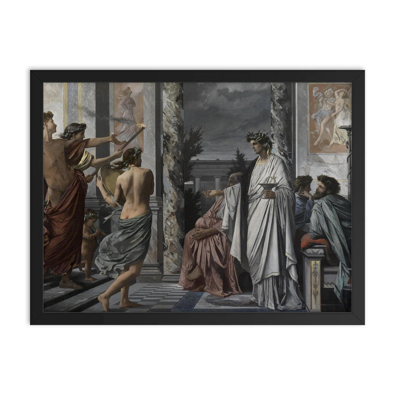 Symposium by Anselm Feuerbach framed print on a plain backdrop in size 18