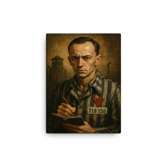 Tadeusz Borowski camp writer portrait canvas print on a plain backdrop in size 12"x16".