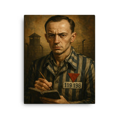 Tadeusz Borowski camp writer portrait canvas print on a plain backdrop in size 16"x20".
