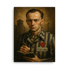 Tadeusz Borowski camp writer portrait canvas print on a plain backdrop in size 18"x24".