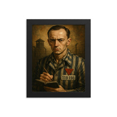 Tadeusz Borowski camp writer portrait framed print on a plain backdrop in size 8"x10".