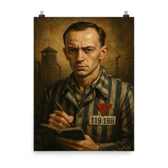 Tadeusz Borowski camp writer portrait poster on a plain backdrop in size 8"x10".