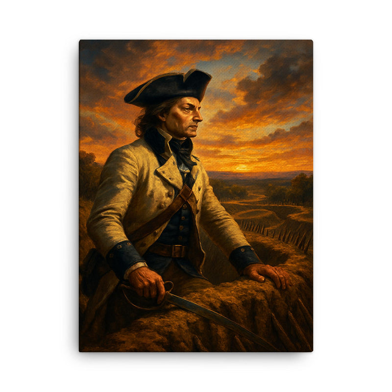 Tadeusz Kościuszko at Saratoga earthworks canvas print on a plain backdrop in size 18