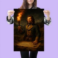 Tadeusz Kościuszko at Saratoga fortifications by torchlight poster 3