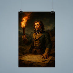 Tadeusz Kościuszko at Saratoga fortifications by torchlight poster 9