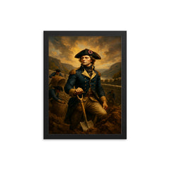 Tadeusz Kościuszko fortifying West Point ramparts framed print on a plain backdrop in size 12"x16".