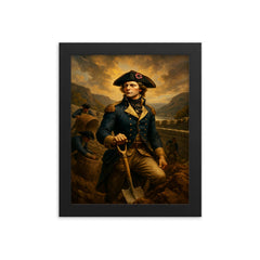 Tadeusz Kościuszko fortifying West Point ramparts framed print on a plain backdrop in size 8"x10".