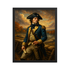Tadeusz Kosciuszko at Saratoga earthworks framed print on a plain backdrop in size 16"x20".