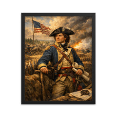 Tadeusz Kosciuszko at Saratoga earthworks framed print on a plain backdrop in size 16"x20".