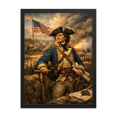 Tadeusz Kosciuszko at Saratoga earthworks framed print on a plain backdrop in size 18"x24".