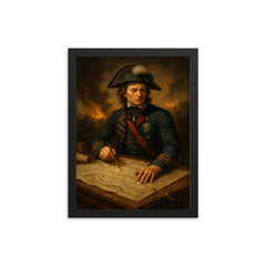 Tadeusz Kosciuszko battlefield engineering map table portrait framed print on a plain backdrop in size 12"x16".