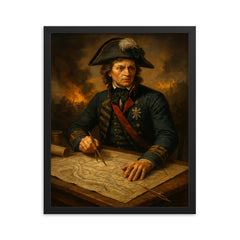 Tadeusz Kosciuszko battlefield engineering map table portrait framed print on a plain backdrop in size 16"x20".