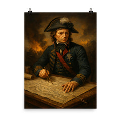 Tadeusz Kosciuszko battlefield engineering map table portrait poster on a plain backdrop in size 8"x10".