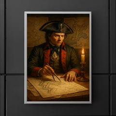 Tadeusz Kosciuszko engineering fortifications beside battle maps poster 5