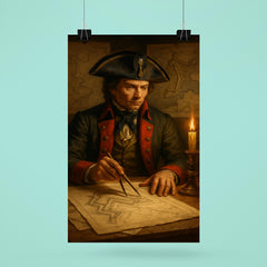 Tadeusz Kosciuszko engineering fortifications beside battle maps poster 6