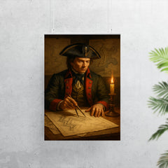 Tadeusz Kosciuszko engineering fortifications beside battle maps poster 7