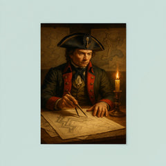 Tadeusz Kosciuszko engineering fortifications beside battle maps poster 8