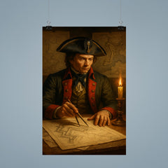 Tadeusz Kosciuszko engineering fortifications beside battle maps poster 9