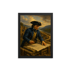 Tadeusz Kosciuszko fortifying West Point ramparts framed print on a plain backdrop in size 12"x16".