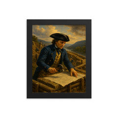 Tadeusz Kosciuszko fortifying West Point ramparts framed print on a plain backdrop in size 8"x10".
