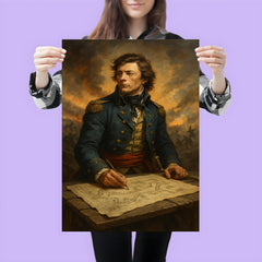 Tadeusz Kosciuszko over battlefield engineering plans poster 3