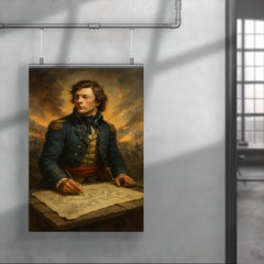 Tadeusz Kosciuszko over battlefield engineering plans poster 4