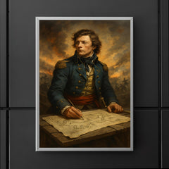 Tadeusz Kosciuszko over battlefield engineering plans poster 5