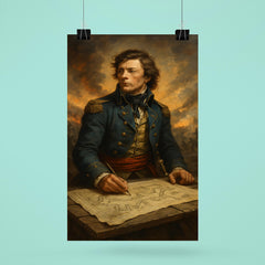 Tadeusz Kosciuszko over battlefield engineering plans poster 6