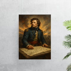 Tadeusz Kosciuszko over battlefield engineering plans poster 7