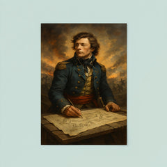 Tadeusz Kosciuszko over battlefield engineering plans poster 8