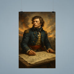 Tadeusz Kosciuszko over battlefield engineering plans poster 9