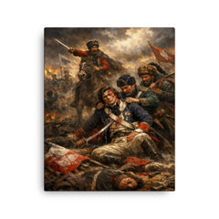 Tadeusz Kosciuszko wounded at Maciejowice canvas print on a plain backdrop in size 16"x20".
