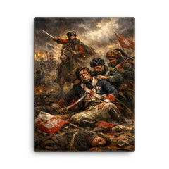 Tadeusz Kosciuszko wounded at Maciejowice canvas print on a plain backdrop in size 18"x24".