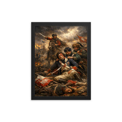 Tadeusz Kosciuszko wounded at Maciejowice framed print on a plain backdrop in size 12"x16".