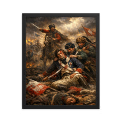 Tadeusz Kosciuszko wounded at Maciejowice framed print on a plain backdrop in size 16"x20".