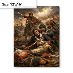 Tadeusz Kosciuszko wounded at Maciejowice metal print on a plain backdrop in size 12"x16".