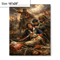 Tadeusz Kosciuszko wounded at Maciejowice metal print on a plain backdrop in size 16"x20".