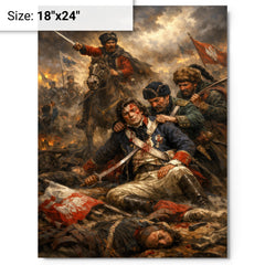 Tadeusz Kosciuszko wounded at Maciejowice metal print on a plain backdrop in size 18"x24".