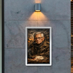 Tadeusz Rozewicz war scarred poet portrait poster 2
