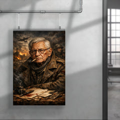 Tadeusz Rozewicz war scarred poet portrait poster 4