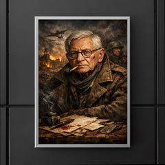Tadeusz Rozewicz war scarred poet portrait poster 5