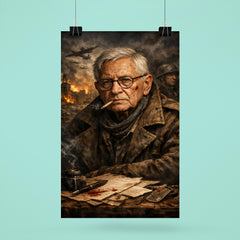 Tadeusz Rozewicz war scarred poet portrait poster 6