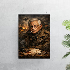 Tadeusz Rozewicz war scarred poet portrait poster 7