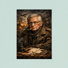 Tadeusz Rozewicz war scarred poet portrait poster 8