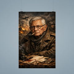 Tadeusz Rozewicz war scarred poet portrait poster 9