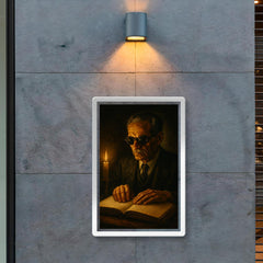 Taha Hussein reading by touch in darkness poster 2