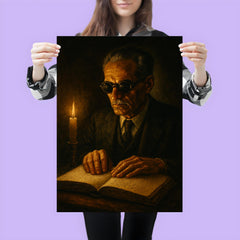 Taha Hussein reading by touch in darkness poster 3