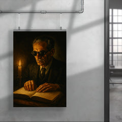 Taha Hussein reading by touch in darkness poster 4