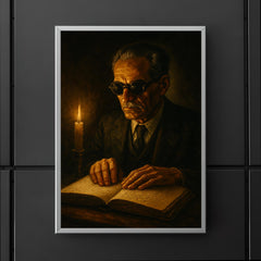 Taha Hussein reading by touch in darkness poster 5
